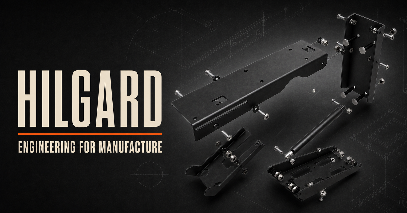 Exploded sheet-metal mechanism engineered for manufacturing and assembly